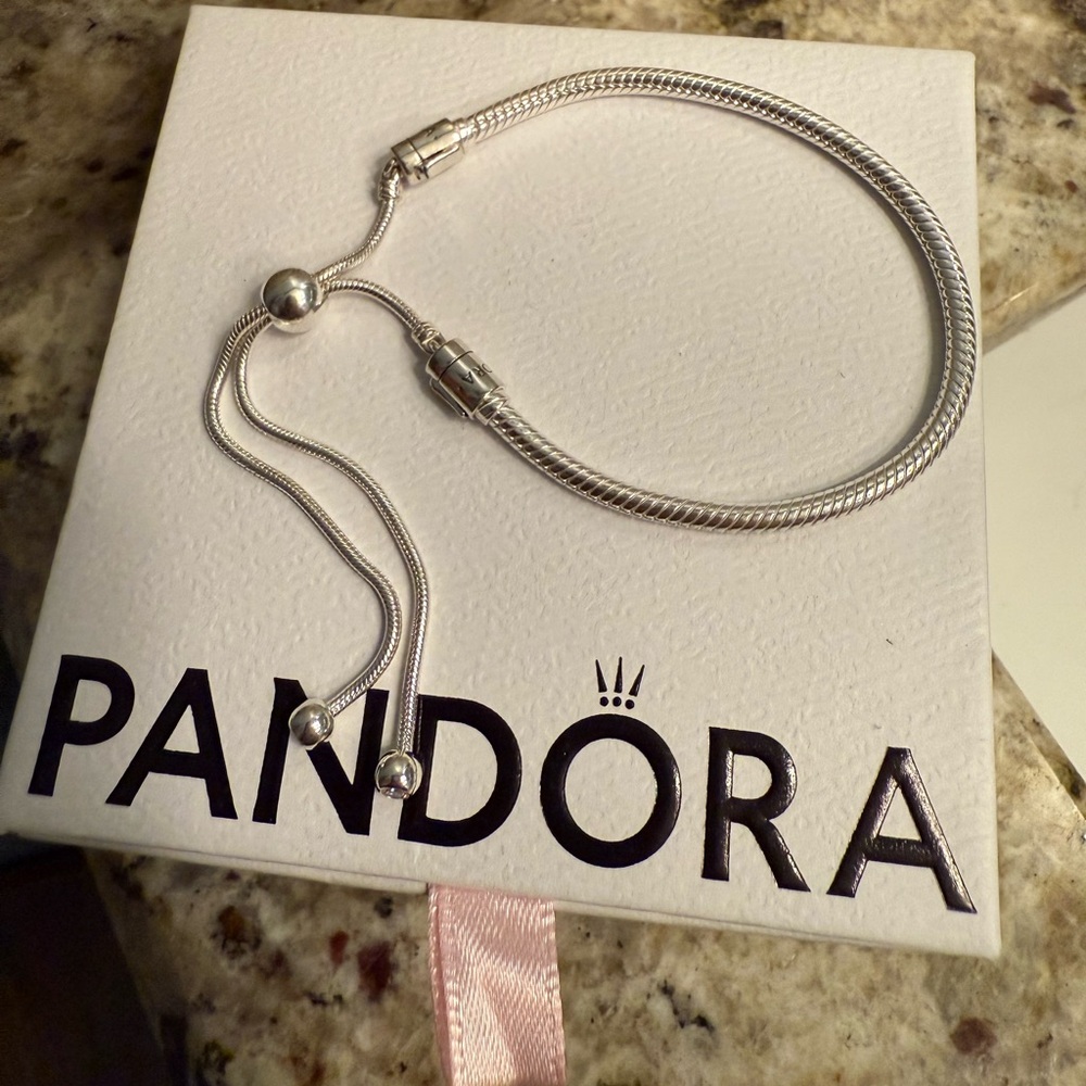 Pandora Moments Snake Chain Slider Charm Bracelet - Picture 3 of 5